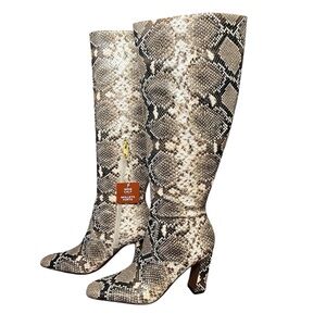 Franco Sarto Knee High Boots Size 5.5 Wide Calf Snakeskin Faux Leather It Girl